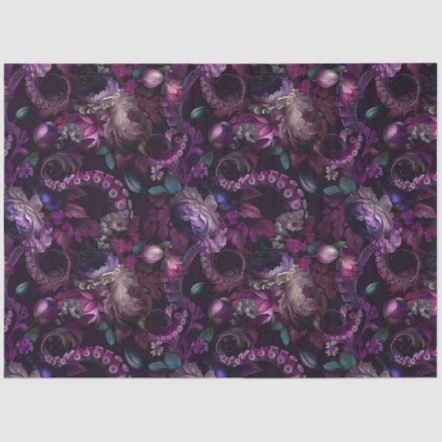 Gothic Dark Pink Tentacle mit Blume Seidenpapier (Vorderseite)