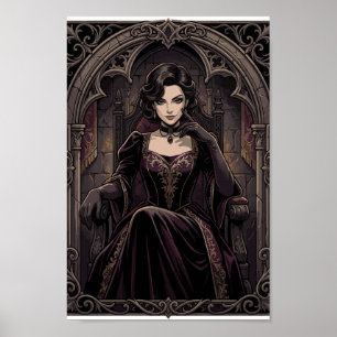 Gothic Dark Queen Vampir Adel Fantasy Portrait Poster