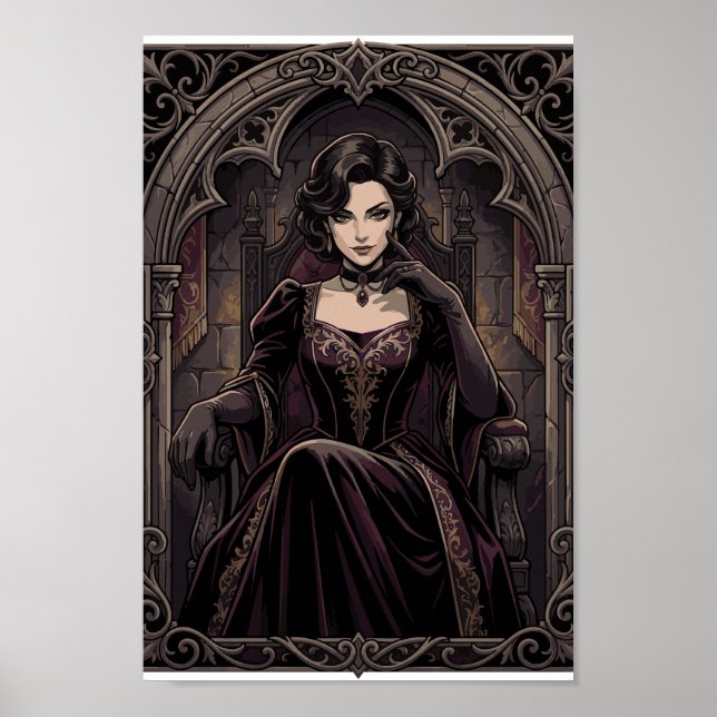 Gothic Dark Queen Vampire Royalty Fantasy Portrait Poster (Vorne)