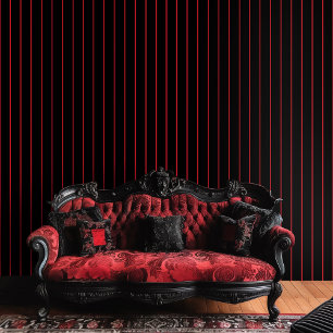 Gothic Dark Red Stripes auf schwarzem Hintergrund Tapete