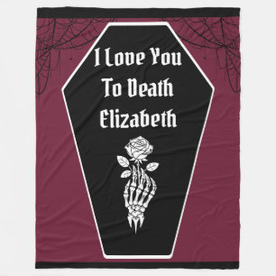 Gothic Dark Romance I Liebe You to Death Skelett Fleecedecke