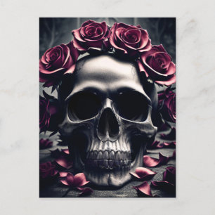 Gothic Dark Rose & Skull Poster Postkarte