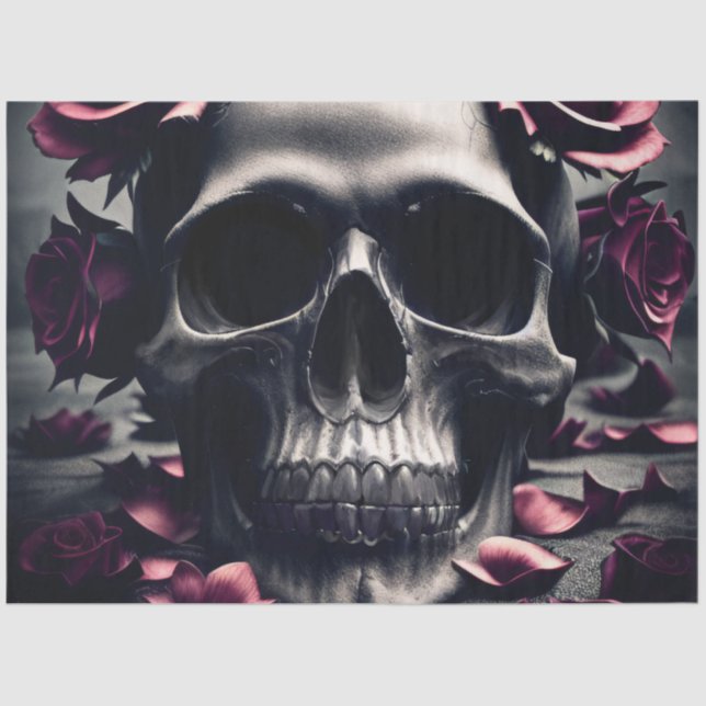 Gothic Dark Rose & Skull Seidenpapier (Vorderseite)