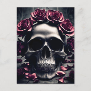 Gothic Dark Rose & Totenkopf Poster Postkarte