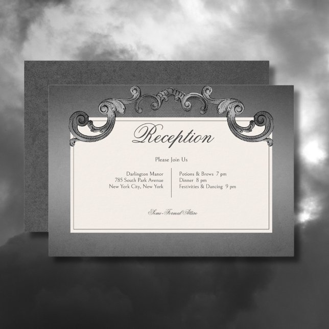 Gothic Dark Skeletons & Rose Herz Empfang Begleitkarte (Gothic Dark Skeletons & Rose Heart Wedding Reception Card)