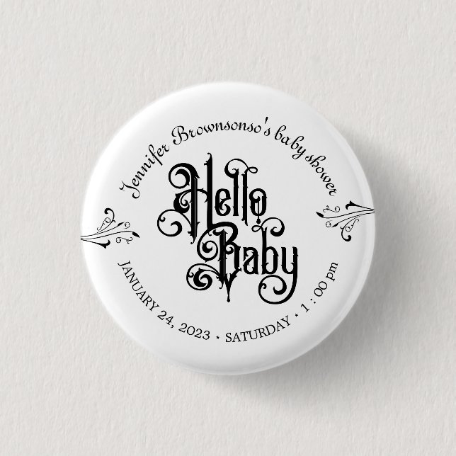Gothic Dark Vintage Hallo Baby  Button (Vorderseite)