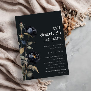 Gothic Dark Watercolor Black Rose Brautparty Einladung