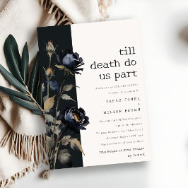 Gothic Dark Watercolor Black Rose Couples Dusche Einladung