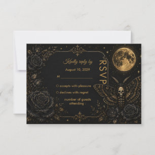 Gothic Death Moth Hochzeit Dark Romance RSVP Karte