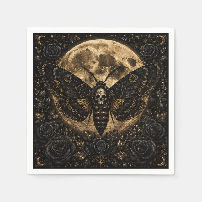 Gothic Death Moth Hochzeitspapier Servietten (Vorderseite)
