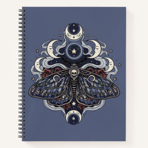 Gothic Death Moth und Mondphasen Notizbuch