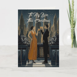 Gothic Deco | Dark Academia Skyline Toast Feiertagskarte