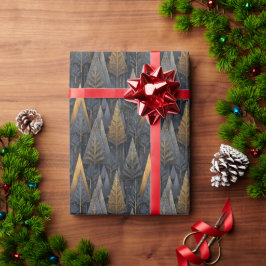 Gothic Deco | Goldene geometrische Bäume Geschenkpapier