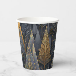 Gothic Deco | Goldene geometrische Bäume Pappbecher