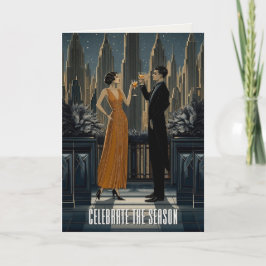Gothic Deco | Skyline Toast Modern Feiertagskarte