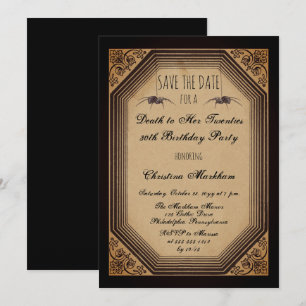 Gothic Deco Tod ihrer 20er Geburtstagsfeier Save The Date