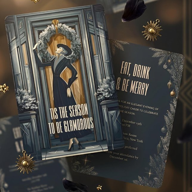Gothic Deco | Weihnachtsfeier mit Kranz Einladung (Lifestyle Shot)