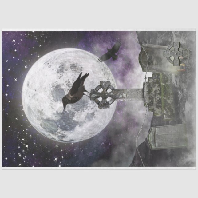 Gothic Decoupage Raven & Vollmond Seidenpapier (Vorderseite)
