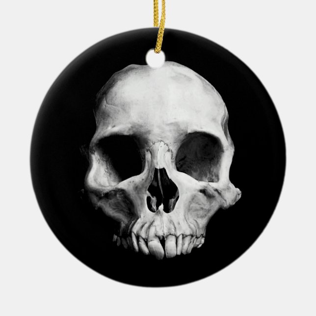 Gothic-deformierter Schädel Keramik Ornament (Vorne)