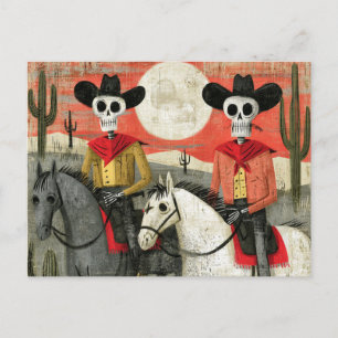 Gothic Desert Mond Skelett Cowboys Postkarte