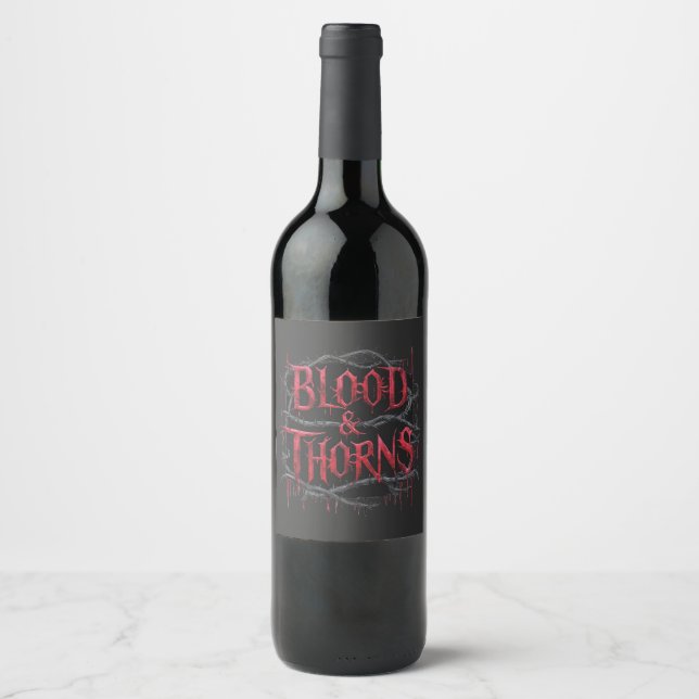 Gothic Design Blood & Thorns - Dunkel und Edgy Weinetikett (Vorderseite)