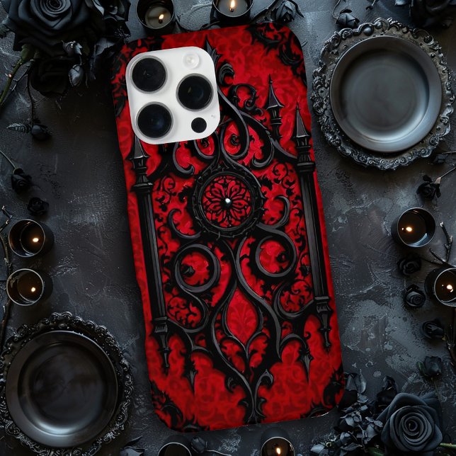Gothic Design in Rot und Schwarz iPhone Hülle (Von Creator hochgeladen)