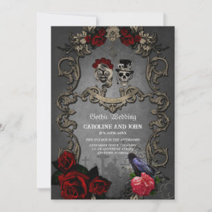 Gothic Design mit coolen Totenköpfen Einladung