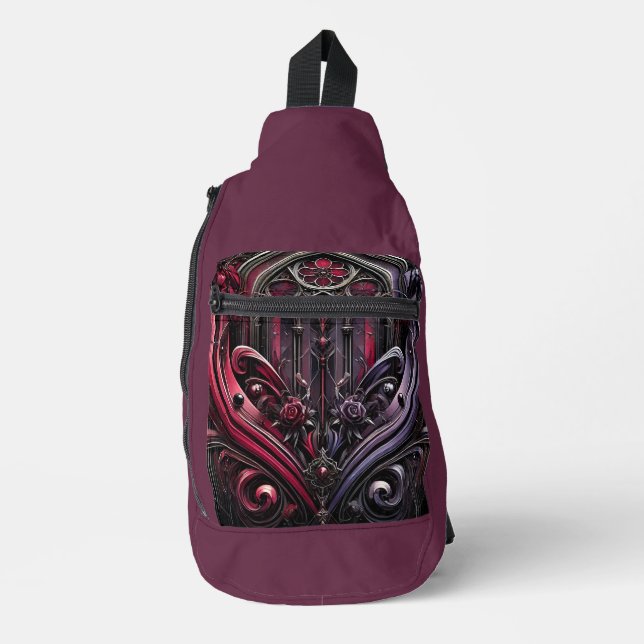 Gothic Design Sling Backpack Crossbody Bag (Vorderseite)