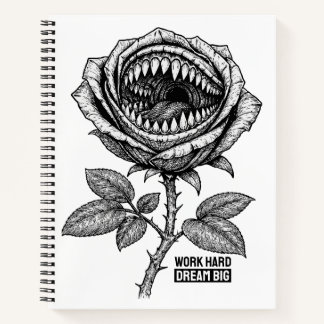 Gothic Devil Rose Sticker – Dark Horror Floral Notizbuch