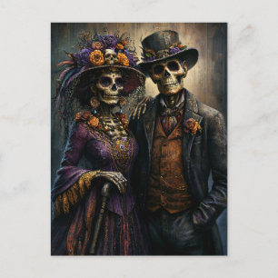 Gothic Día de los Muertos Skelett-Pärchen-Postkart Postkarte