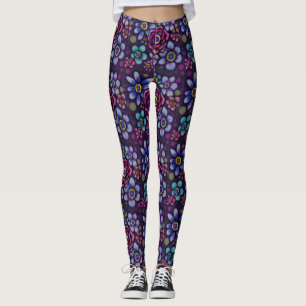 Gothic Doll Dark Floral mit Tasten Print Leggings