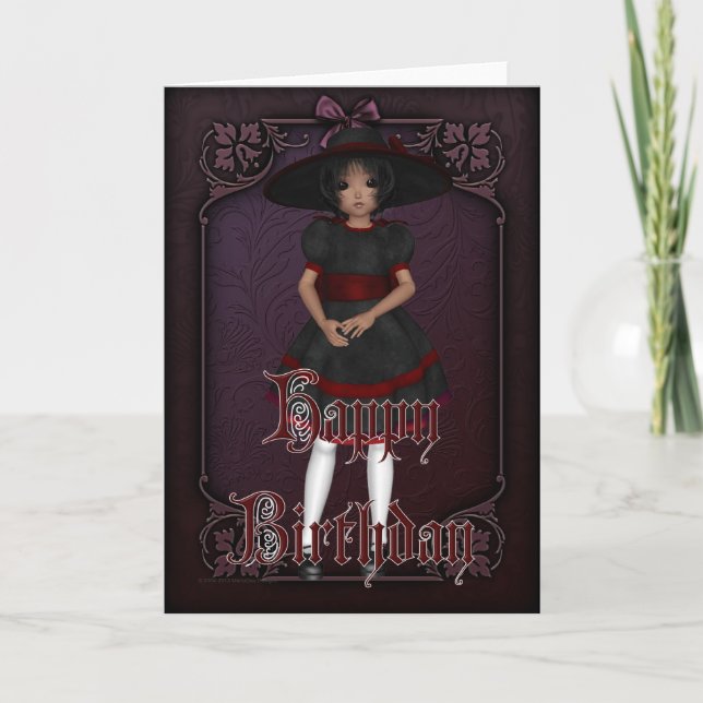 Gothic Doll Design 1 Happy Birthday Card Karte (Vorderseite)