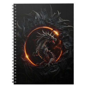 Gothic-Drache Sonnenfinsternis Schwarzes Notizbuch Notizblock