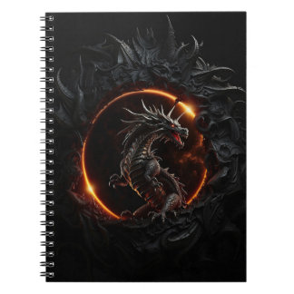 Gothic-Drache Sonnenfinsternis Schwarzes Notizbuch Notizblock