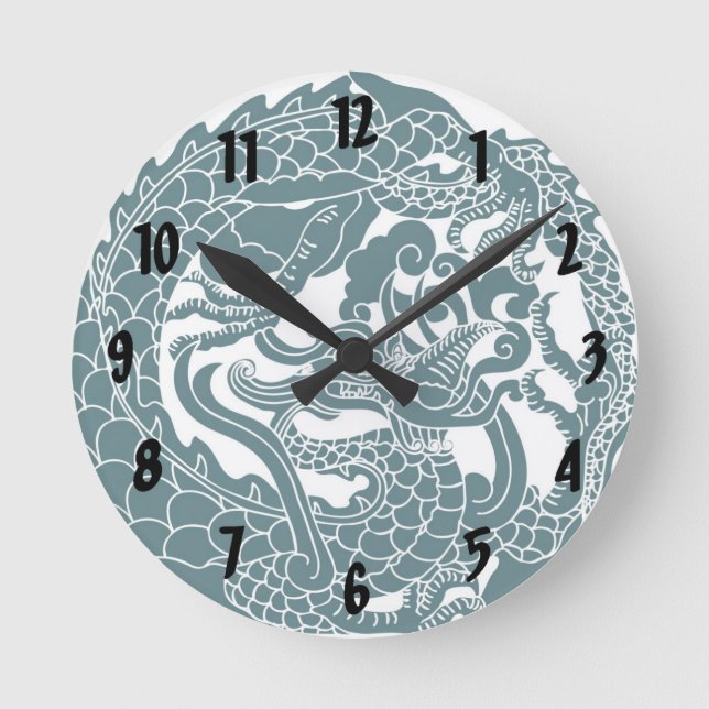 Gothic Dragon Clock Runde Wanduhr (Vorderseite)