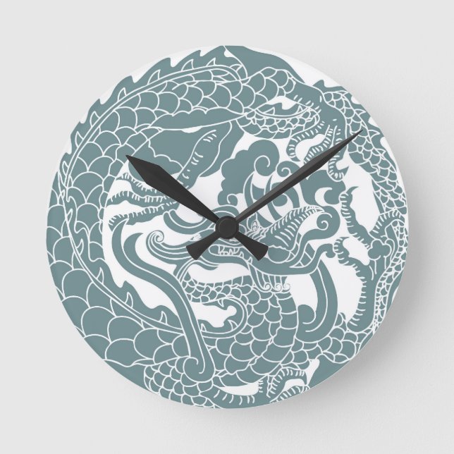 Gothic Dragon Clock Runde Wanduhr (Vorderseite)