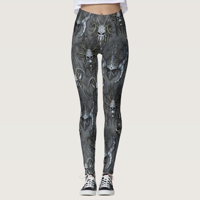 Gothic Dungeon Goth Skulls Fantasy Demon Helmet Leggings (Vorderseite)