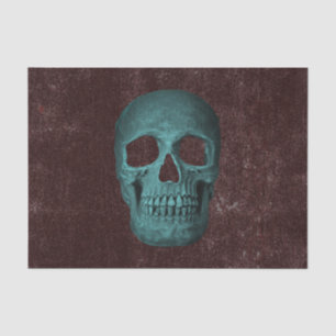 Gothic-Dunkel-Türkis-Braun-Vintage-Textur-Totenkop Seidenpapier
