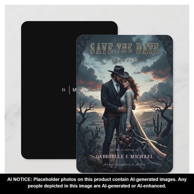 Gothic Düsterer Western-Cowboy-Hochzeit Termin vor Save The Date (Von Creator hochgeladen)
