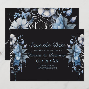Gothic Dusty Blue Floral Spider Web Handfasts Save The Date