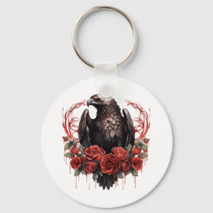 Gothic Eagle Wild Forest Animals Rote Rosen Schlüsselanhänger