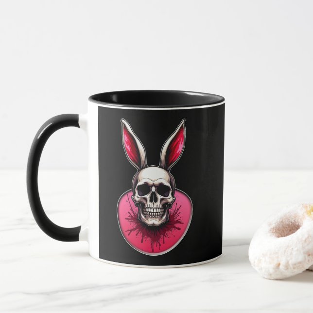 Gothic Easter Bunny – Skull Art - caneca Tasse (Mit Donut)