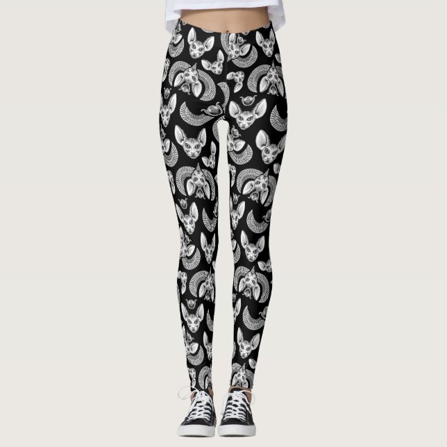 Gothic Egyptian Spinx Cat Tomb Cat Leggings (Vorderseite)