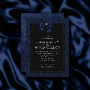 Gothic Elegance   Cobalt Blue Bow Wedding Einladung