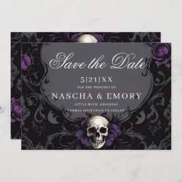 Gothic Elegance Lila Boho Skull Save the Date