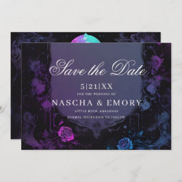 Gothic Elegance Lila Boho Skull Save the Date