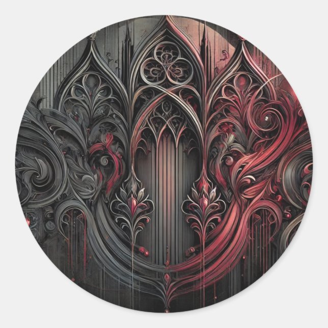 Gothic Elegance Round Sticker (Vorderseite)