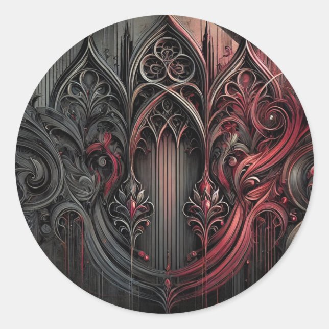 Gothic Elegance Round Sticker (Vorderseite)