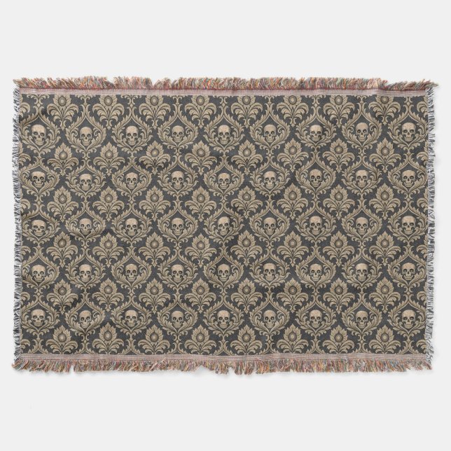 Gothic Elegance Skull Damask Decke (Vorderseite)