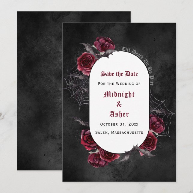 Gothic Elegant Black Till Death Do us Part Save The Date (Vorne/Hinten)